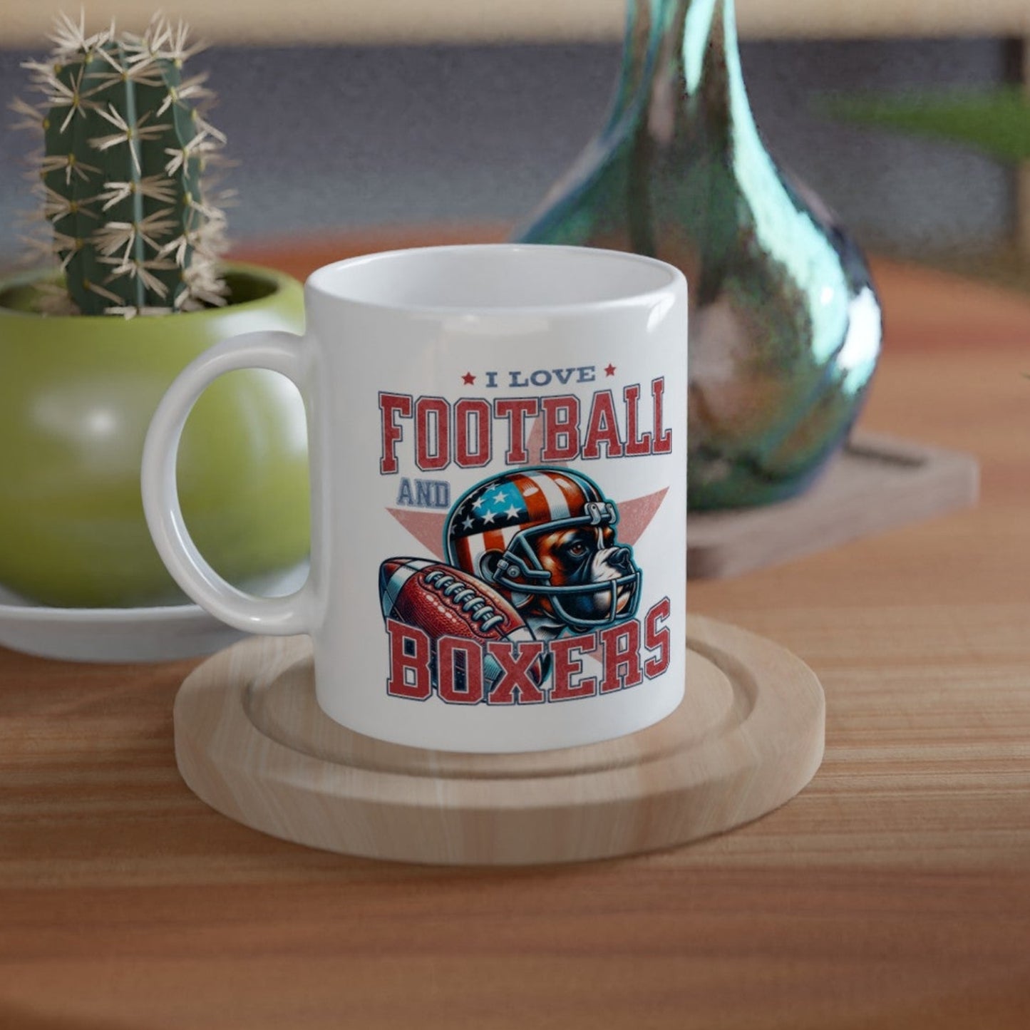 I Love Football and Boxers Mug