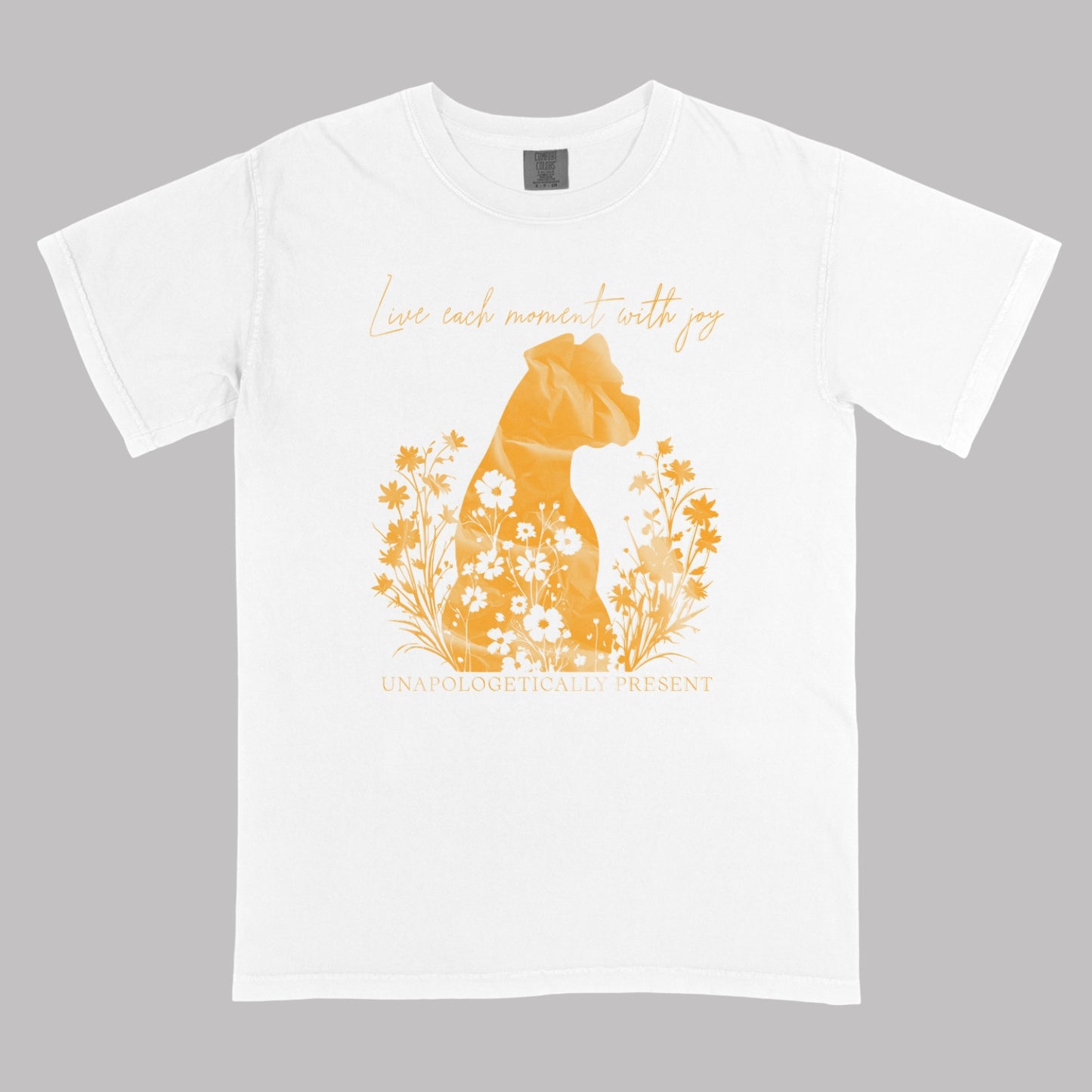 Live Each Moment With Joy Unisex Heavyweight Tee
