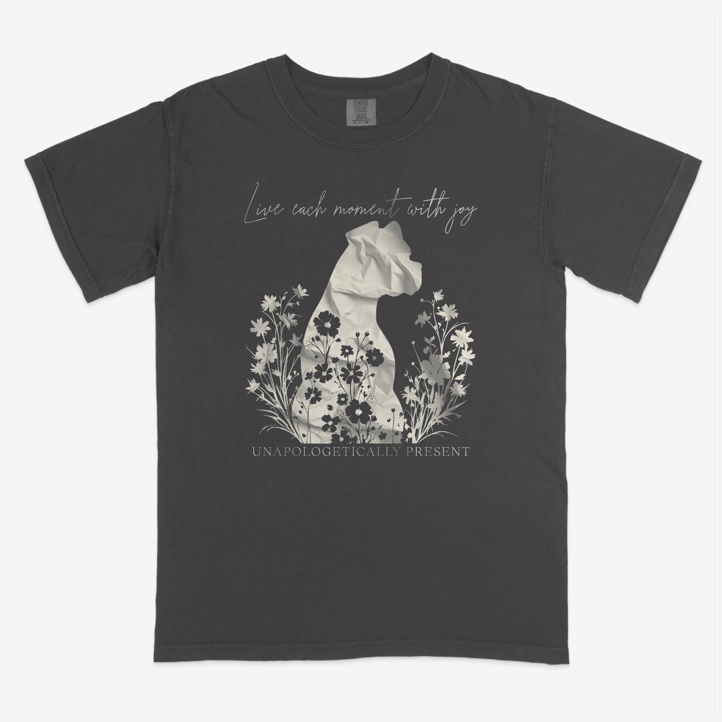 Live Each Moment With Joy Unisex Heavyweight Tee