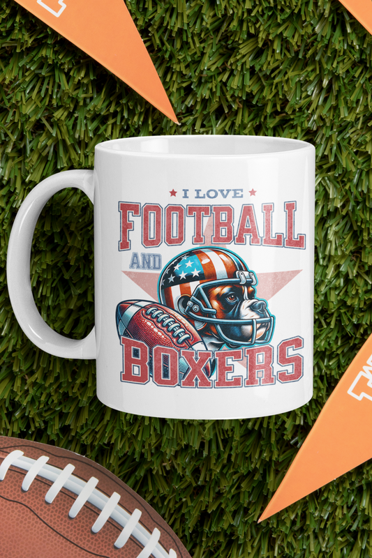 I Love Football and Boxers Mug